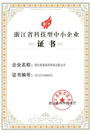 Zhejiang High-Tech SME Certificate